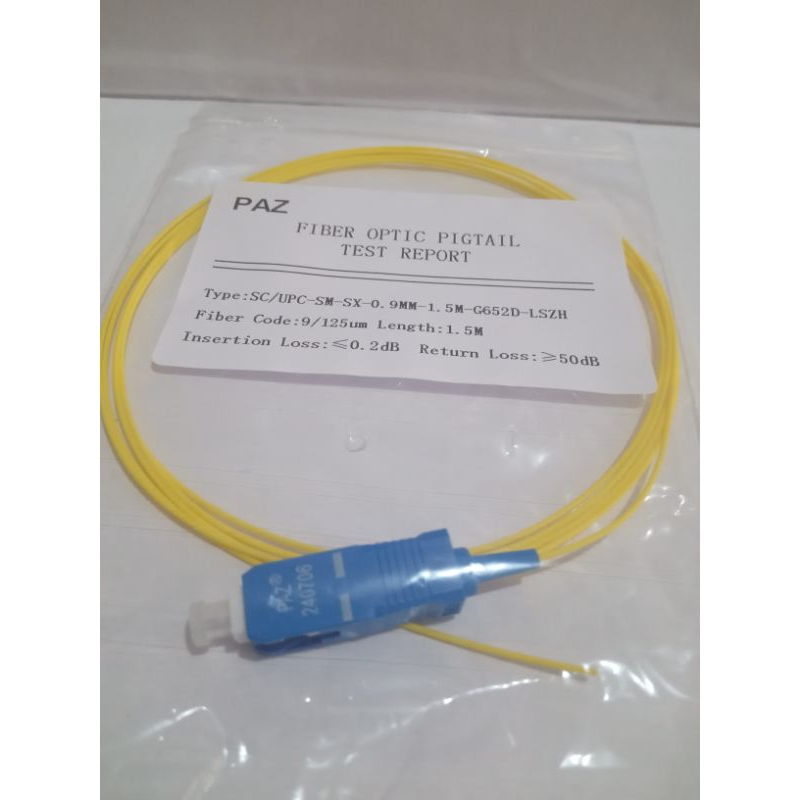 Jual pigtail sc upc merk PAZ 0,9 mm 1,5 m//pigtail paz SC UPC ftth ...