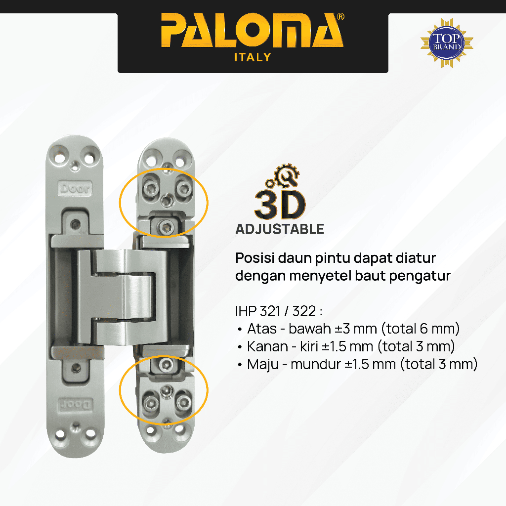 Jual PALOMA Engsel Tanam Invisible Concealed Hinge Pintu Jendela Kayu ...