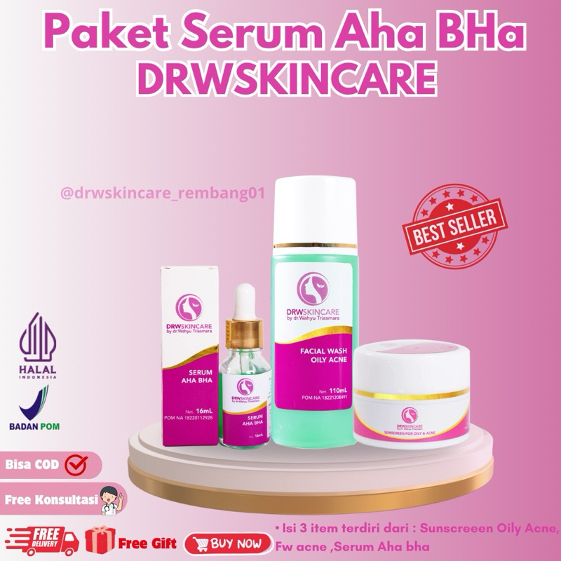 Jual Paket Serum Aha Bha Drwskincare isi 3 (Sunscreen,Facial Wash,Serum ...