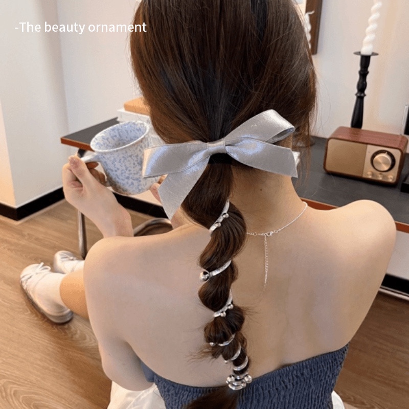Jual Ikat Rambut Wanita Spiral Silver - Korean Hair Tie Spiral Silver ...