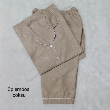 BJ PIYAMA CP SATIN EMBOS WANITA Baju Tidur Wanita Dewasa Lengan Pendek