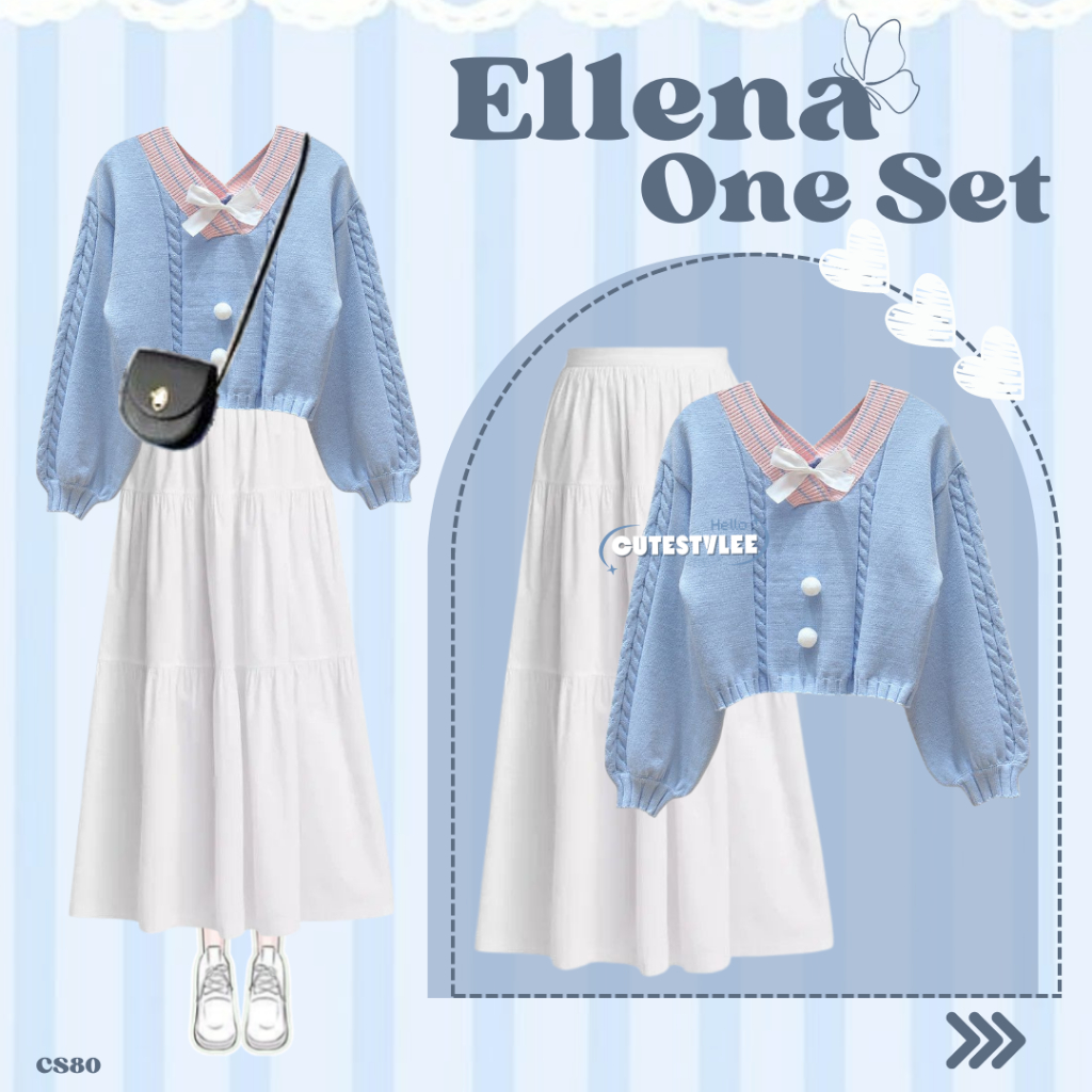 Jual One Set Korean Style | Sweater Kawai Rajut dan Rok Ruffle Premium ...
