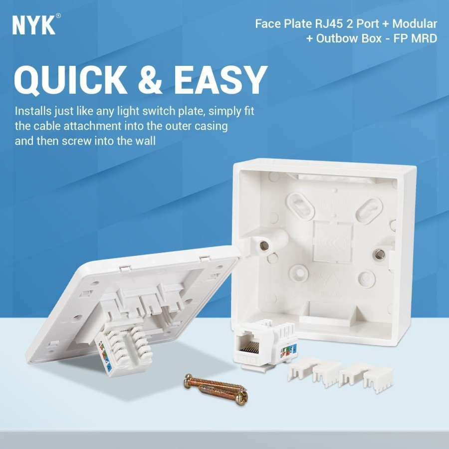 Jual NYK Wall Face Plate Socket Lan Modular RJ45 RJ 45 2 Port | Shopee ...