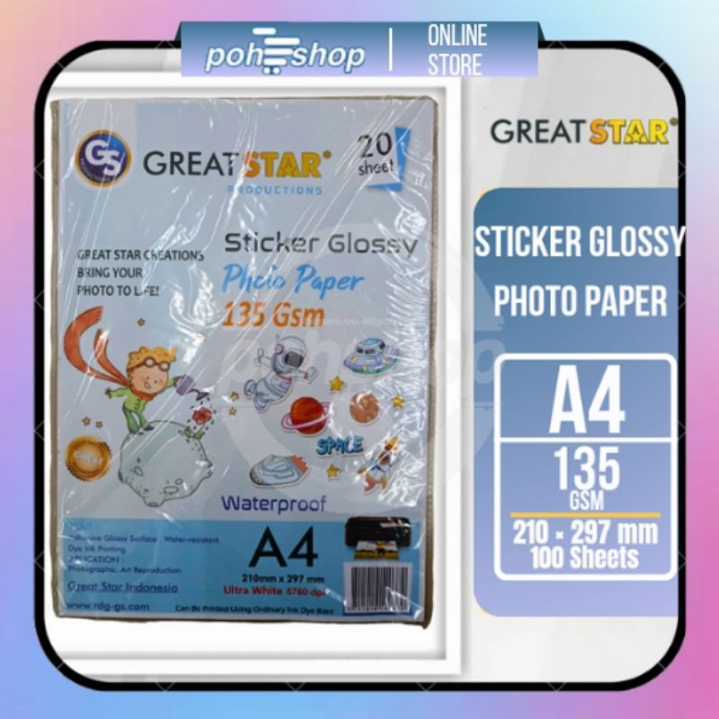 Jual Great Star Glossy Sticker Photo Paper A4/135gsm 20's | Shopee ...