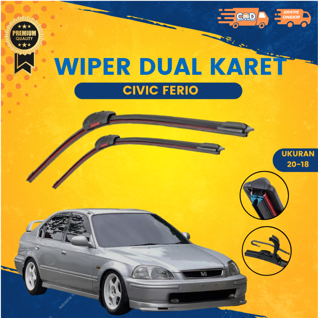 Jual Wiper Dual Karet Double Blade Honda Civic Ferio Ukuran