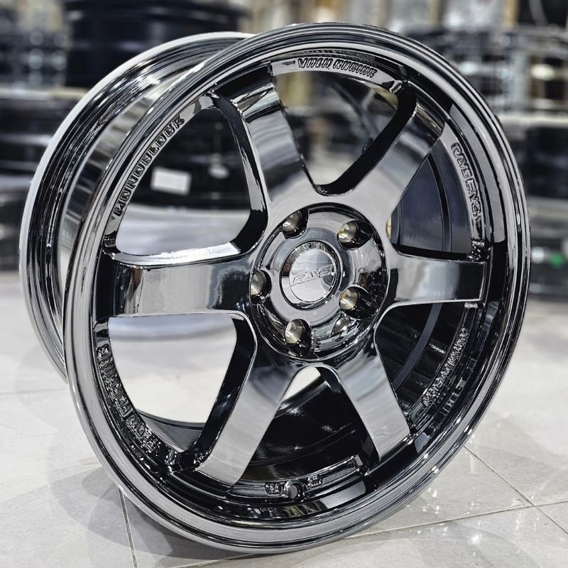 Jual velg rays te37 ring 17 black chrome untuk innova terios hrv civic ...