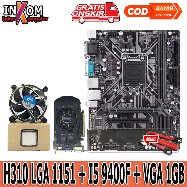 Jual Mobo Motherboard Gaming H310 LGA 1151 DDR4 Plus Ram VGA Card Processor i5 9400F Gen 8 Gen 9 Shopee Indonesia