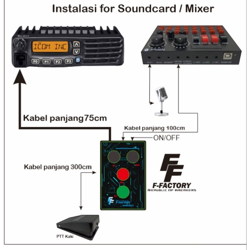 Jual PTT Box Radio Komunikasi Rig Icom Konektor CB 8 Pin. IC-25A IC-28H ...