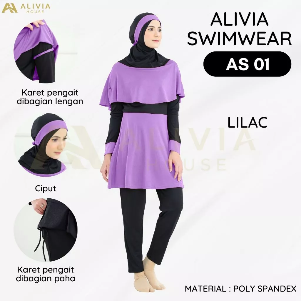 Baju Renang Muslimah Dewasa dan Remaja Alivia Swimwear AS01 - Fashion Marina