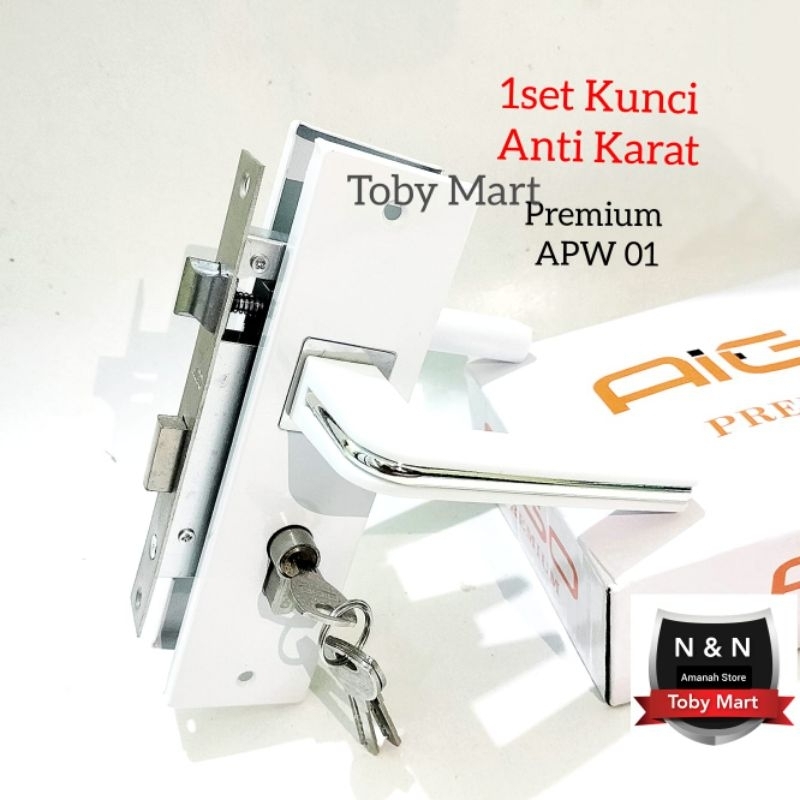 AIGO PREMIUM Gagang Pintu Rumah 1set Kunci Besar Handle Hitam estetik