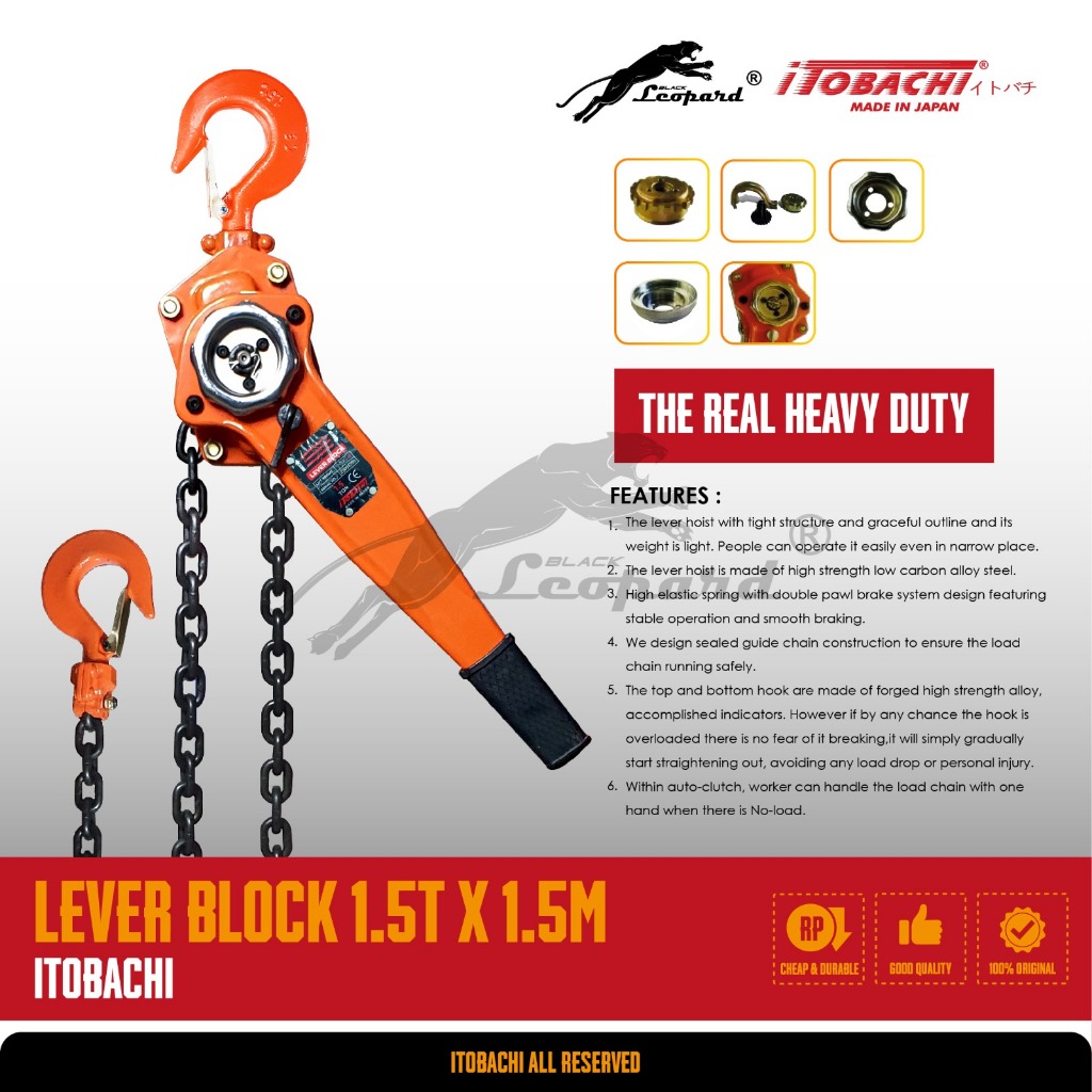 Jual Itobachi Lever Block 1.5 Ton x 1.5 Meter / Lever Chain Block 1.5T ...