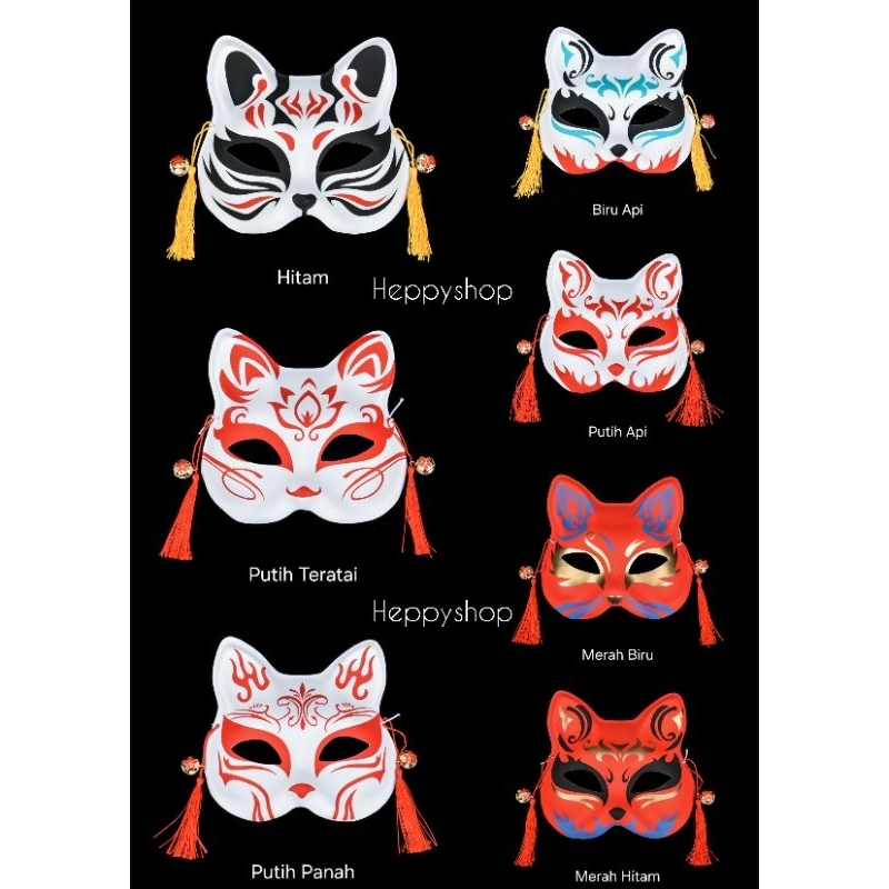 Jual Topeng Kucing Anime Cosplay Kitsune Fox Anbu Rubah Demon Slayer ...