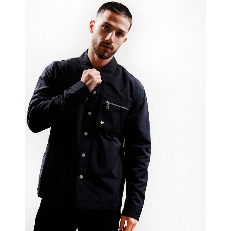 Lyle Scott Washed Drill Overshirt Navy Blue Jacket