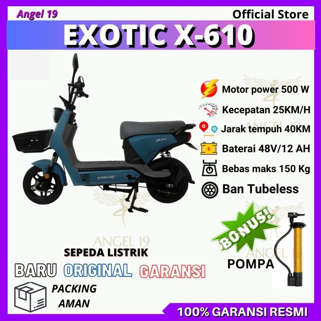 Jual SEPEDA LISTRIK EXOTIC X-610 POWER 500W SEPEDA LISTRIK MURAH EXOTIC ...