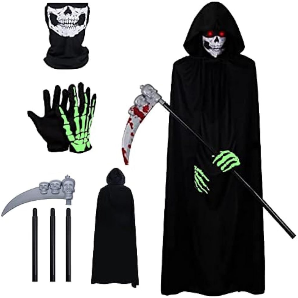 Jual 4pcs Halloween Cosplay Shinigami Kostum Jubah Hiasan Tengkorak ...