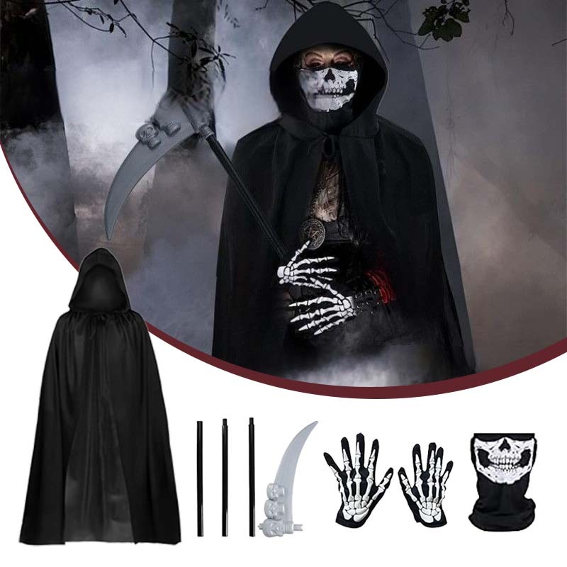 Jual 4pcs Halloween Cosplay Shinigami Kostum Jubah Hiasan Tengkorak ...