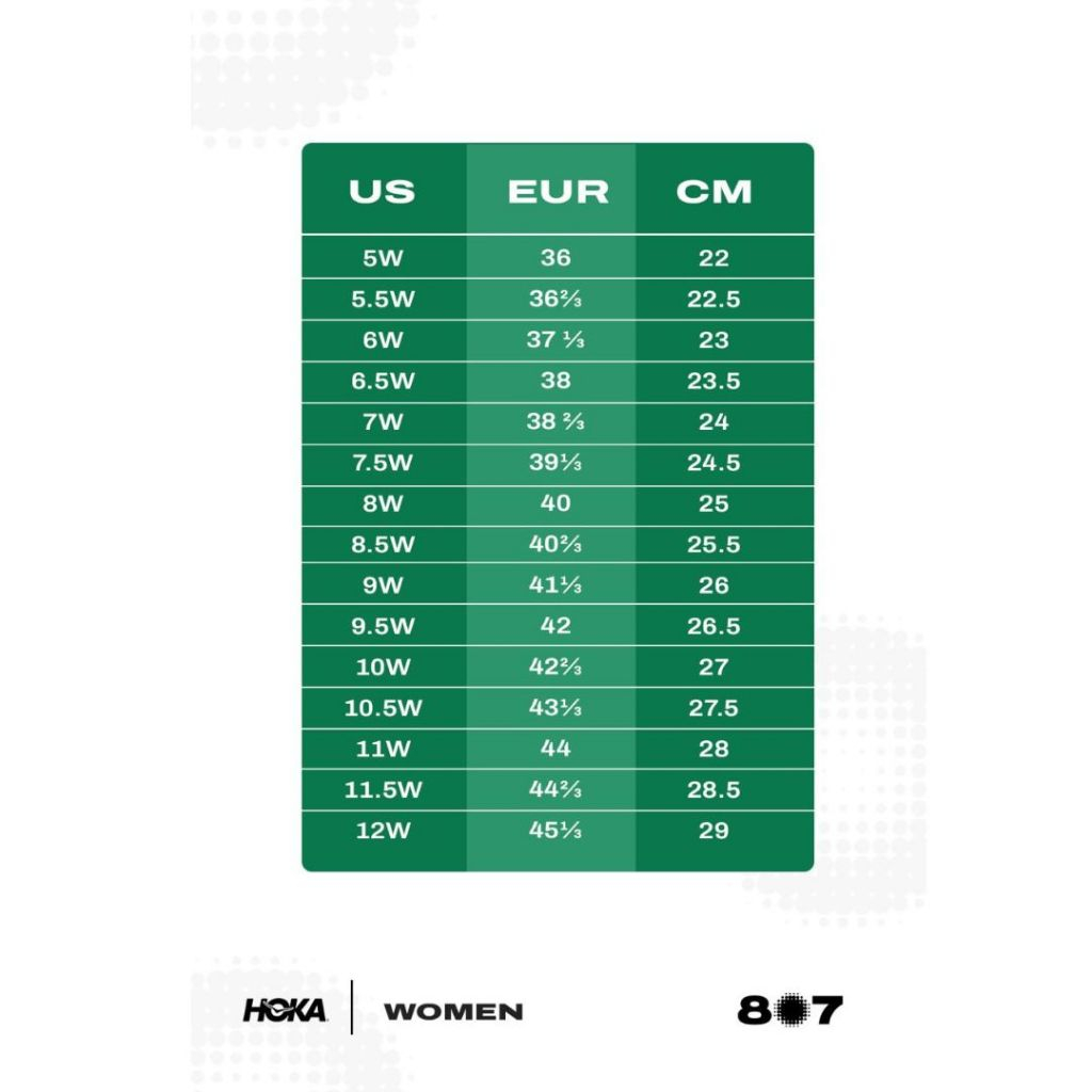 Jual Table Size Chart Sneakers Hoka | Shopee Indonesia
