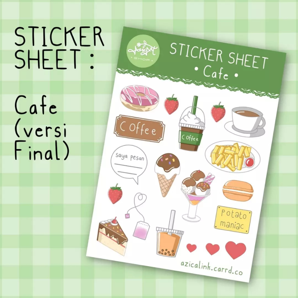 Jual Sticker Aesthetic Journal Cafe Kopi Float Es Krim Kentang Macaroon ...