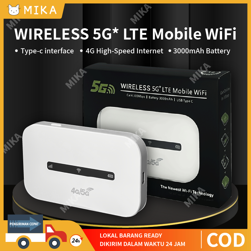 MIFI MODEM WIFI 4G/5G Unlock All Operator 300 Mbps Portable Mobile WiFi 3000 MAH Mobile WiFi Modem Kecepatan Tinggi untuk PC Laptop Ponsel