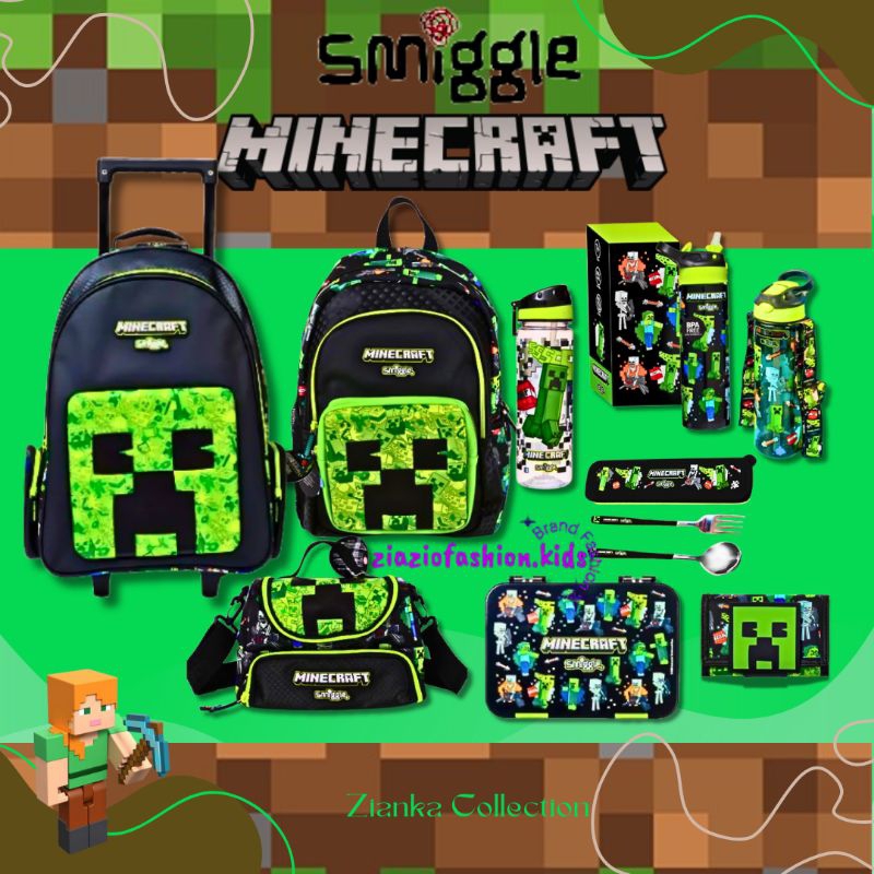 Jual SMIGGLE SET LARGE BACKPACK TAS SMIGGLE MINECRAFT | Shopee Indonesia