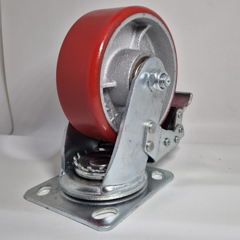 Jual Roda PU Flat Besi Cor Heavy Duty Caster Taiwan 6