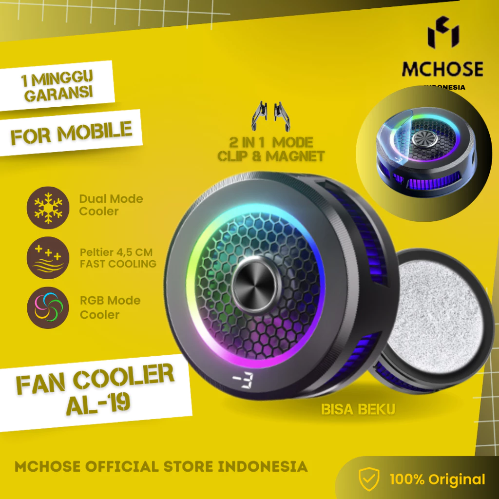 Mchose fan cooler hp al19 pendingin hp kipas gaming funcooler for mobile