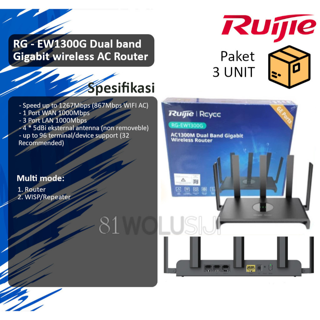 Jual Ruijie RG EW1300G dual band Wireless AC 1300Mbps Gigabit Router ...