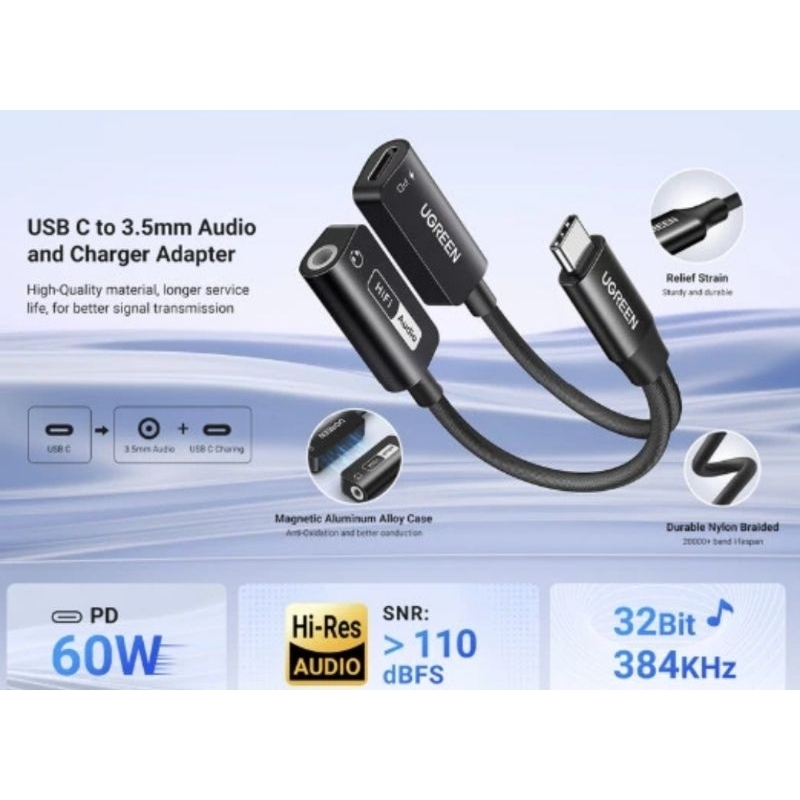 Jual UGREEN Magnetic Splitter Type C to Jack Audio Adapter 2-in-1 Hi ...