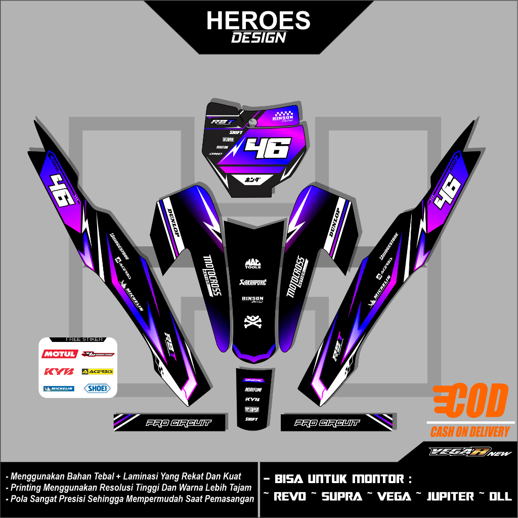 Jual Stiker Motor RBT Vega R New Modif SUPERMOTO - 24.03 Heroes Design ...