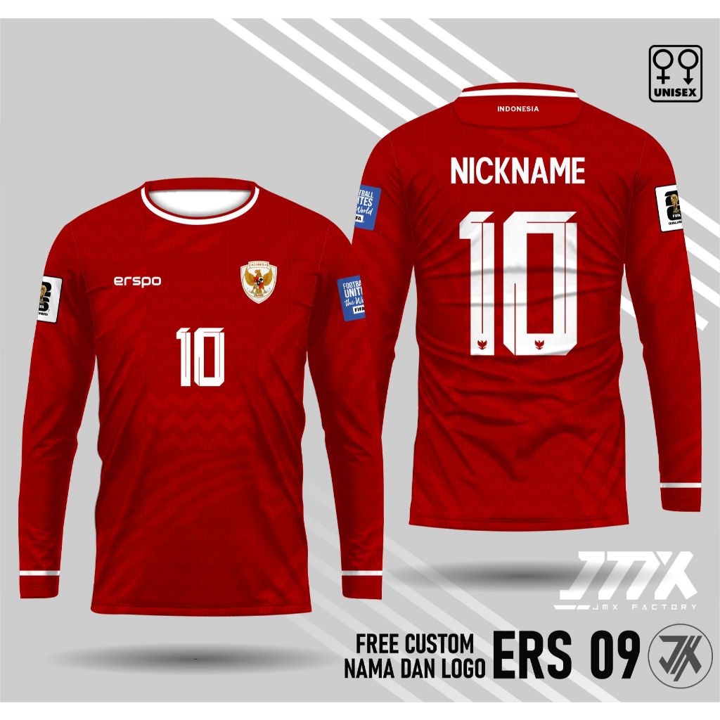 Jual jersey timnas indonesia fullpatch printing lengan panjang bahan ...