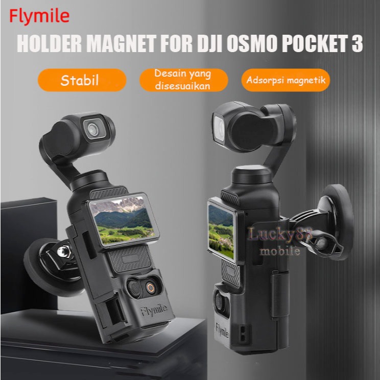Flymile For DJI Osmo Pocket Holder Dudukan Magnet Bingkai Adapter Sekrup  Mount 1/4 Klip Belakang Dasar Magnetic Clip Aksessories Camera Action