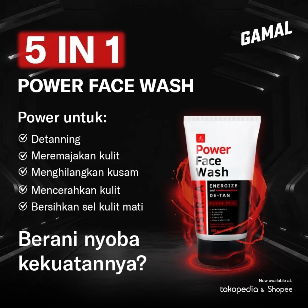 Ustraa Power Face wash-Energize & De Tan 100g - Perawatan Membersihkan Wajah dan Mencerahkan Wajah