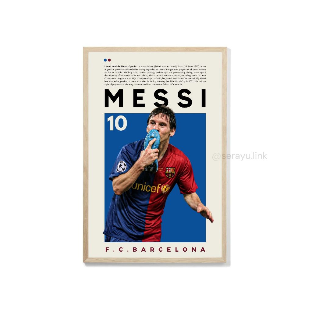 Poster Lionel Messi Pemain FC Barcelona No 10 Legend Plus Bingkai Kayu  Minimalis