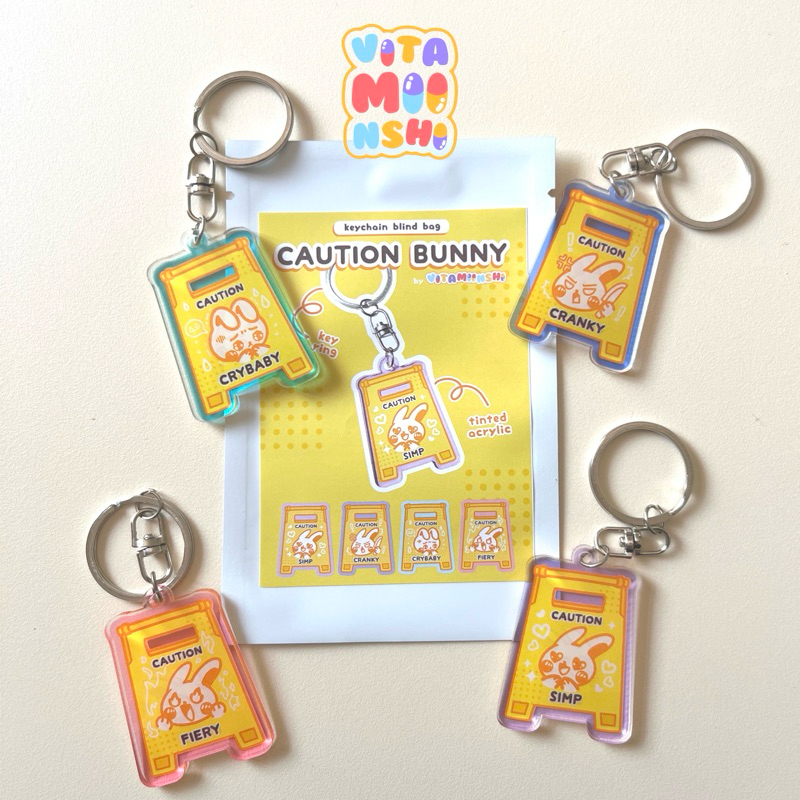 Jual Caution Bunny Keychain gacha blind bag | Shopee Indonesia