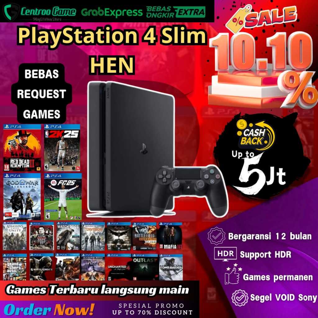 PS4 Slim HEN 500-2TB Free Game HITS