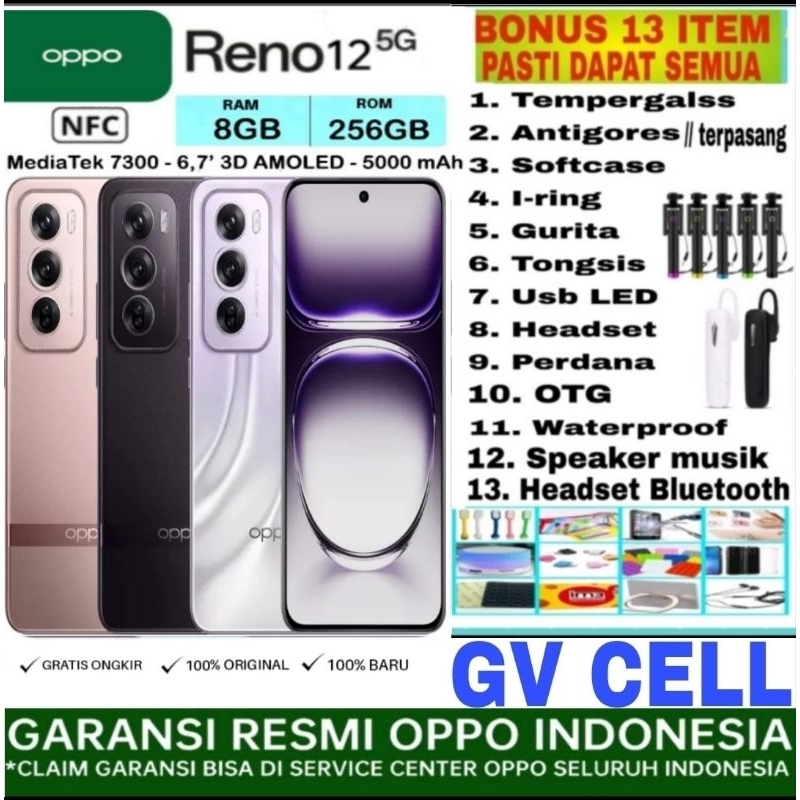 Jual HP OPPO RENO 12 5G NFC RAM 12GB ROM 256GB GARANSI RESMI INDONESIA ...