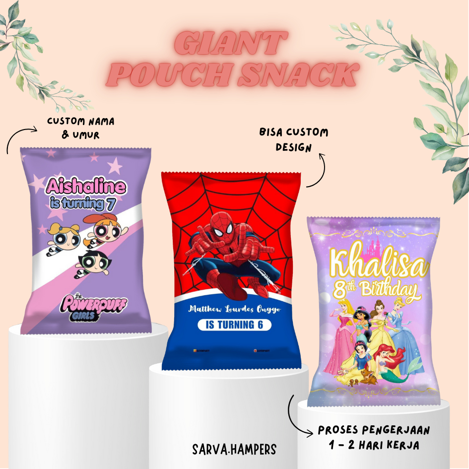 Jual POUCH SNACK JUMBO / GIANT SNACK / HAMPERS ULANG TAHUN/ KEMASAN ...