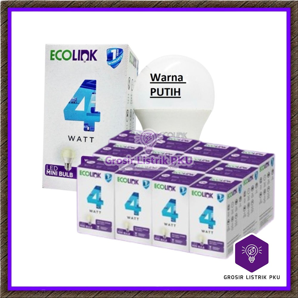 Jual Lampu Ecolink Lampu Bohlam LED Mini Bulb 4W Putih Cool Day Light ...
