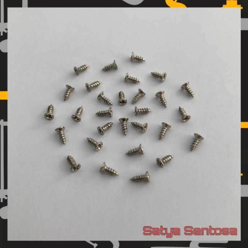 Jual Sekrup / Skrup Mini Silver Nickel 3.5 x 6 mm (100 pcs) | Shopee ...