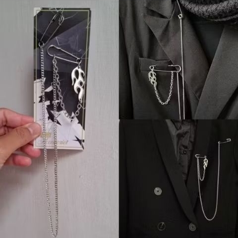 Jual Lapel pin rantai/bros rantai jas - peniti api rantai panjang ...