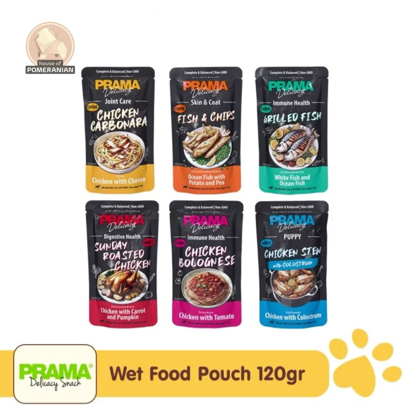 Jual PRAMA pouch 120gr dog wet food makanan basah anjing prama delicacy ...