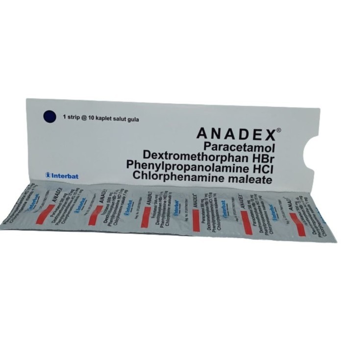 Jual ANADEX STRIP ISI 10 TABLET Untuk Demam, Sakit Kepala, Hidung ...