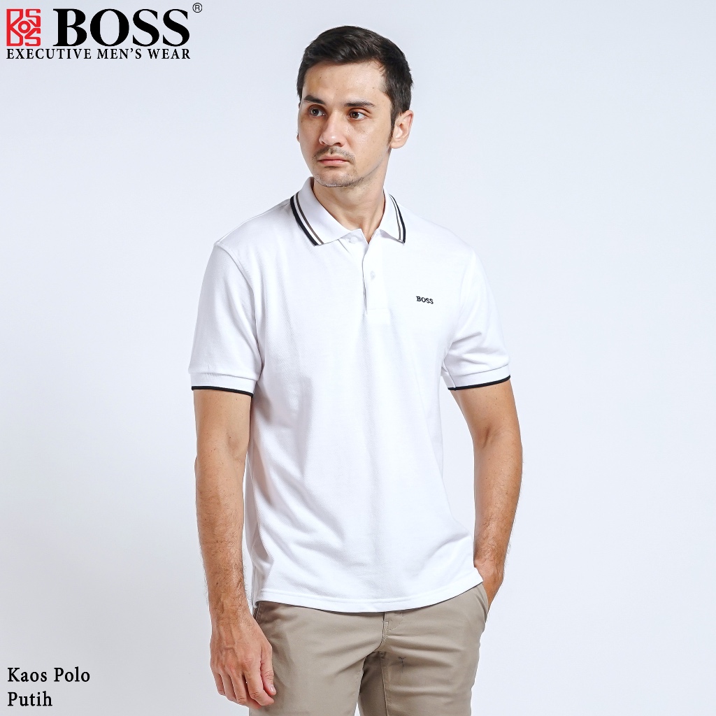 Jual BOSS Kaos Polo Polo Shirt Pria Regular Fit Putih Shopee