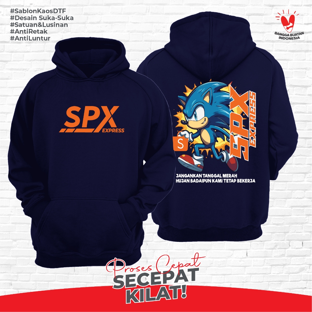 Jual Sweater Hoodie Pria Keren SPX XPRESS SONIC SPEED BIRU Premium ...