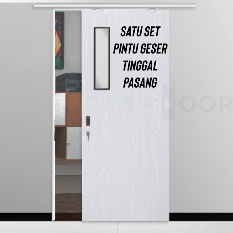 satu set pintu geser/sleding terdiri dari rel 180cm|kunci& hendel tanem 2 pcs / pintu kamar sleding