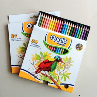 Jual Pensil Warna Colored Pencils Agatis Prime 24 Warna Panjang ( Set ...