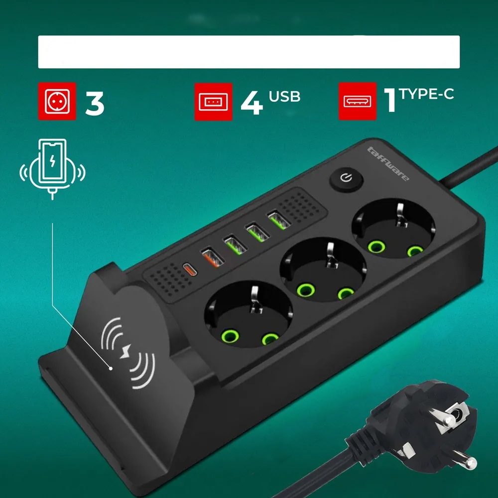 Jual Stop Kontak Listrik dengan Wireless Charging Charger HP USB