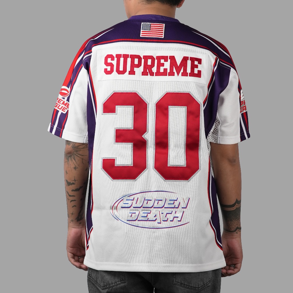 Jual Supreme Sudden Death Football Jersey White SS24 | Shopee
