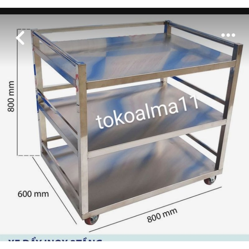 Jual RAK TROLLEY STAINLESS STEEL/trolley food/trolley MBG | Shopee ...