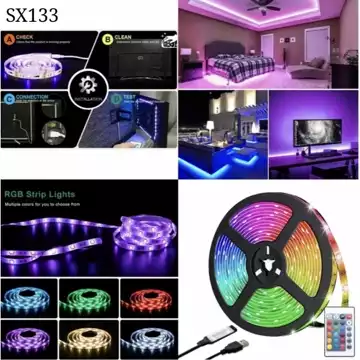 BKT Lampu Led Strip Dekorasi Kamar RGB 5Meter Remote Adaptor